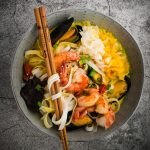 rice noodel curry with seafood