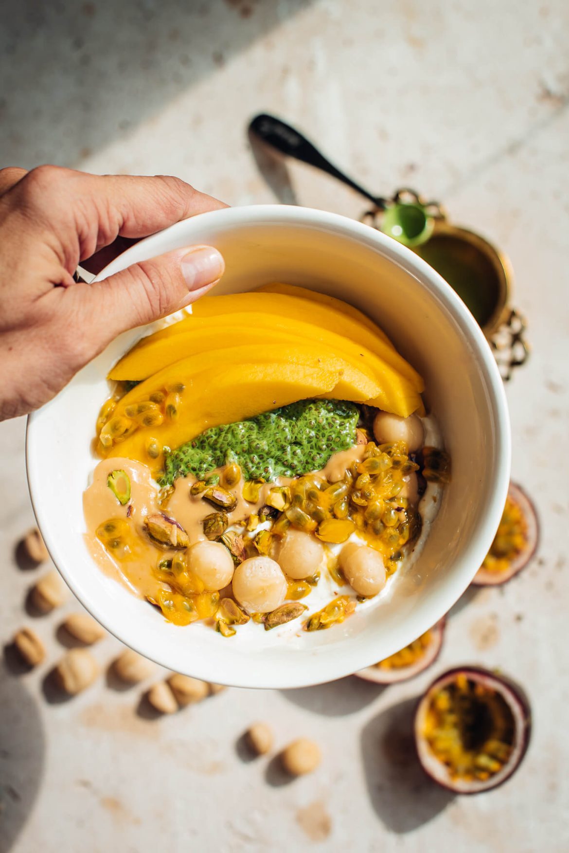 matcha chia pudingas jogurtas pusryčiai